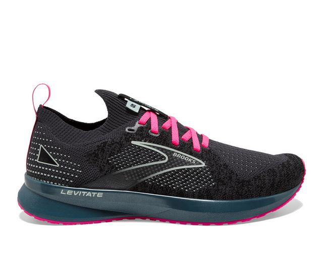 Women's Brooks Levitate Stealthfit Running Shoes in Blk/Blue/Pink color