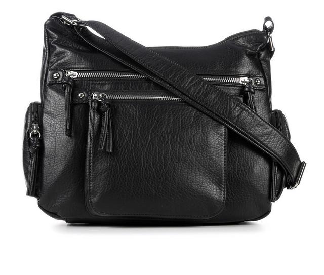 Bueno Of California Wash Grainy Hobo Handbag in Black color