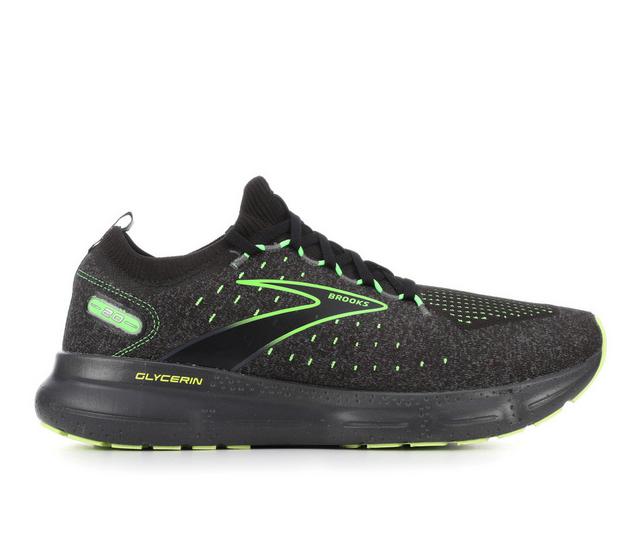 Men's Brooks Glycerin Stealthf-MA Running Shoes in Black/Pearl/Grn color