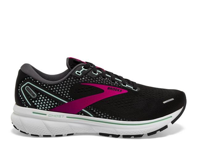 Women's Brooks Ghost 14 Running Shoes in Blk/Pink/Yucca color