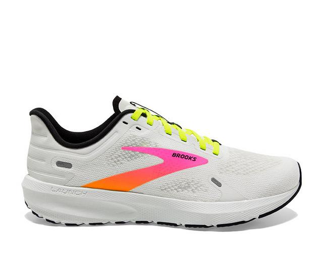 Men's Brooks Launch 9 Running Shoes in White/Pink color