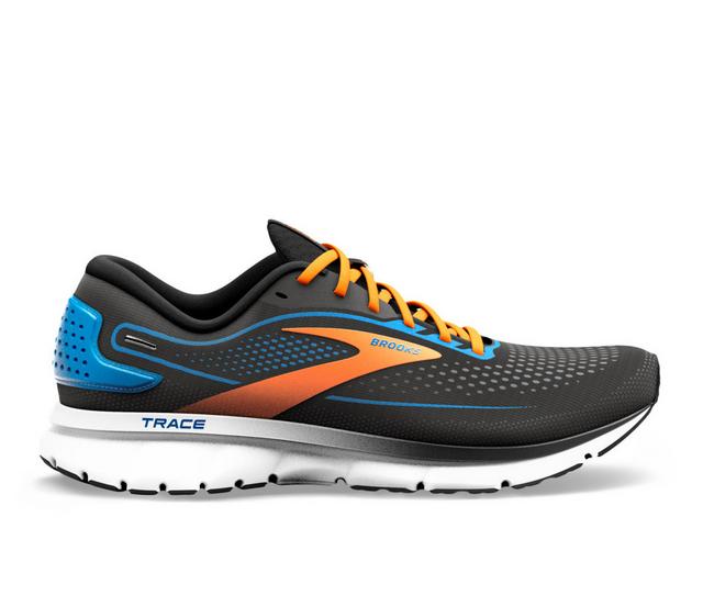 Men's Brooks Trace 2 Running Shoes in Blk/Blue/Ornge color