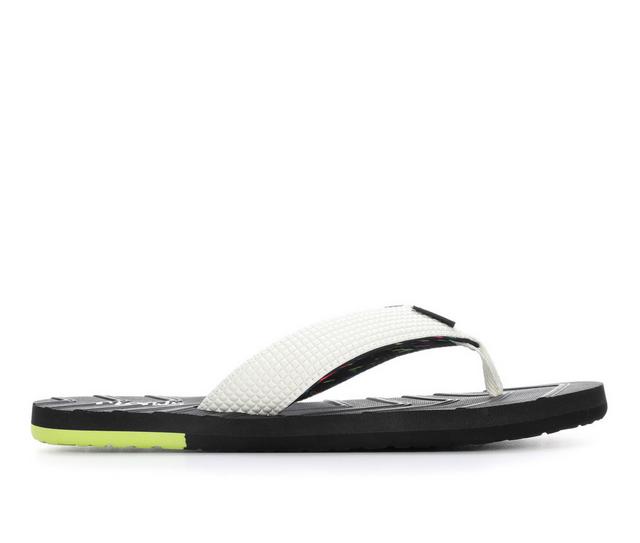 Men's Flojos Liam Flip-Flops in White/Blk/Lime color