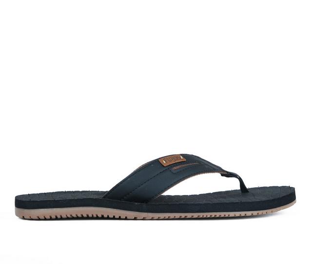 Men's Flojos Wave Runner Flip-Flops in Black Gum color