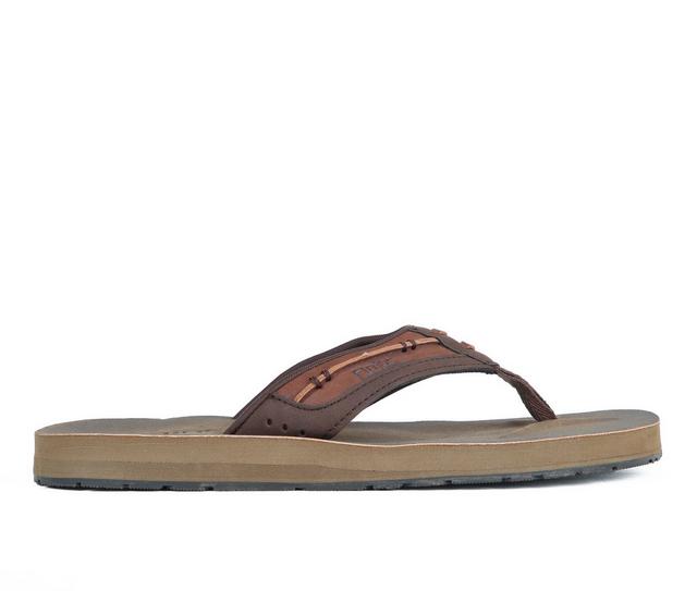 Men's Flojos Trio Flip-Flops in Brown color