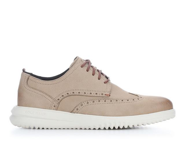 Men's Cole Haan Grand Wingtip Oxford Dress Shoes in Birch Beige color