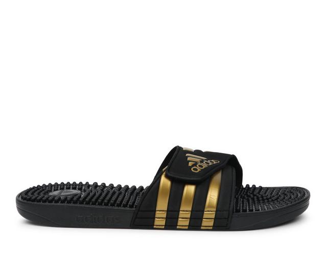 Men's Adidas Adissage M Sport Slides in Black/Gold color