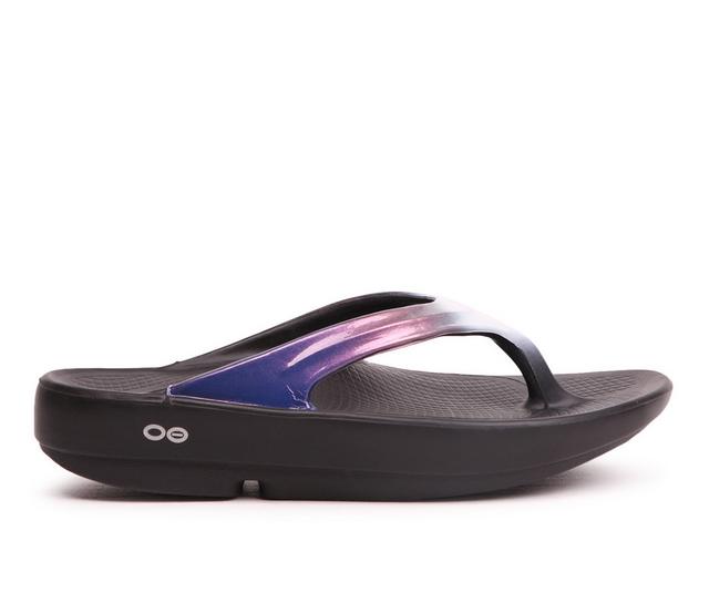 Women's Oofos Oolala Luxe Sandals in Black Calypso color