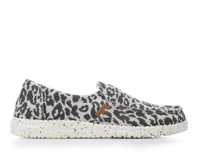 Women's HEYDUDE Misty Woven Casual Shoes in Cheetah Grey color