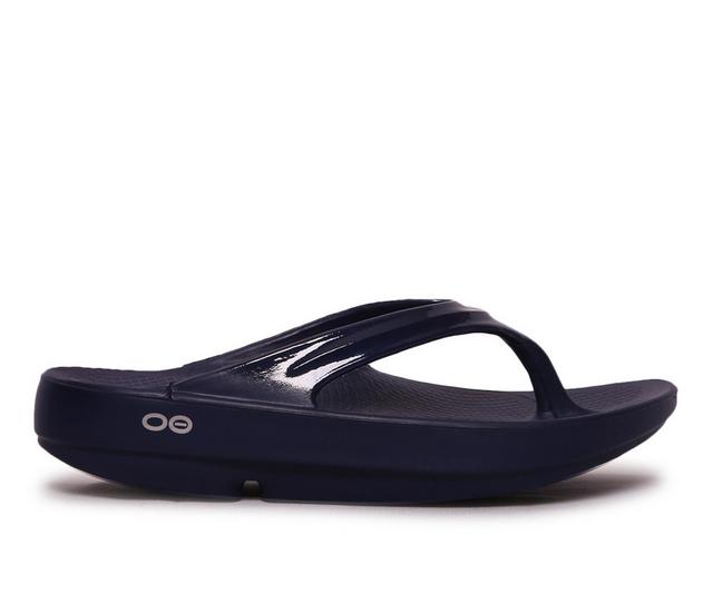 Women's Oofos Oolala Thong Sandals in Navy color