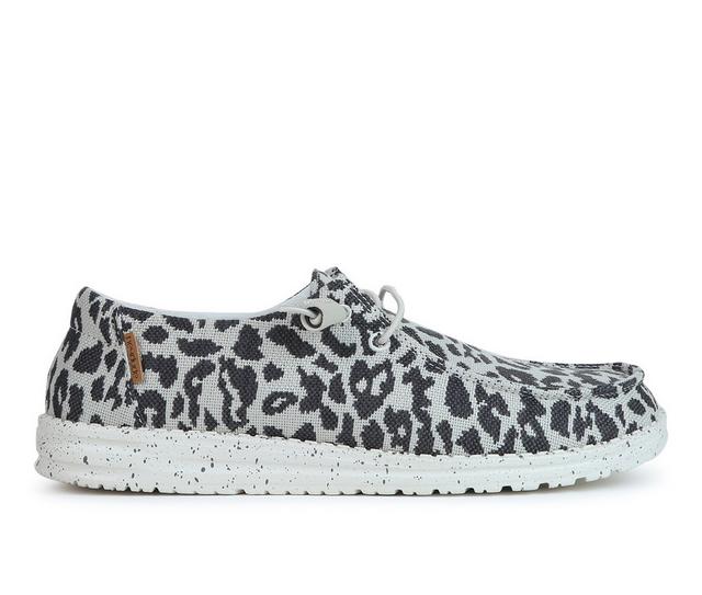 Women's HEYDUDE Wendy Woven Casual Shoes in Cheetah Grey color