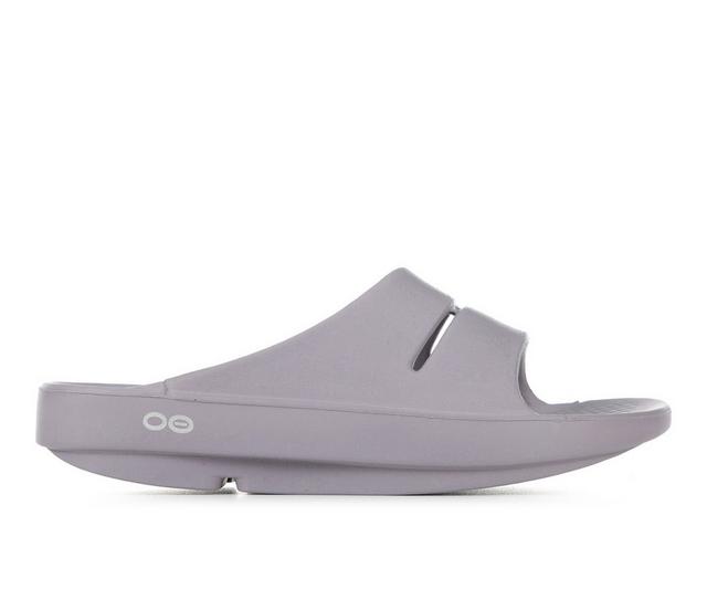 Adults' Oofos Ooahh Slide Sandals in Mauve color
