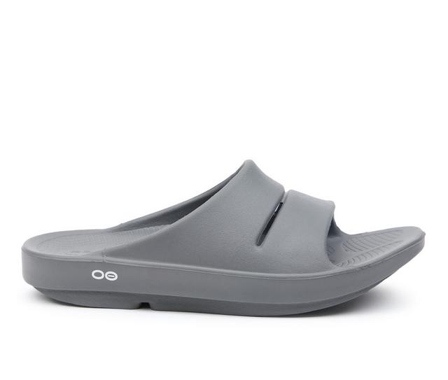 Adults' Oofos Ooahh Slide Sandals in Slate color