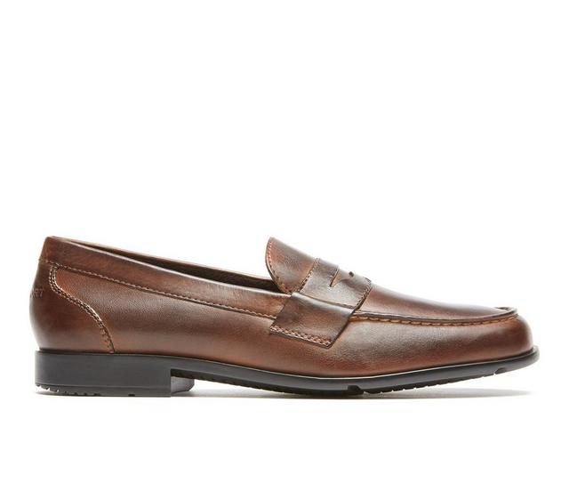 Men's Rockport Classic Loafer Lite Penny Dress Shoes in Dk Brown color