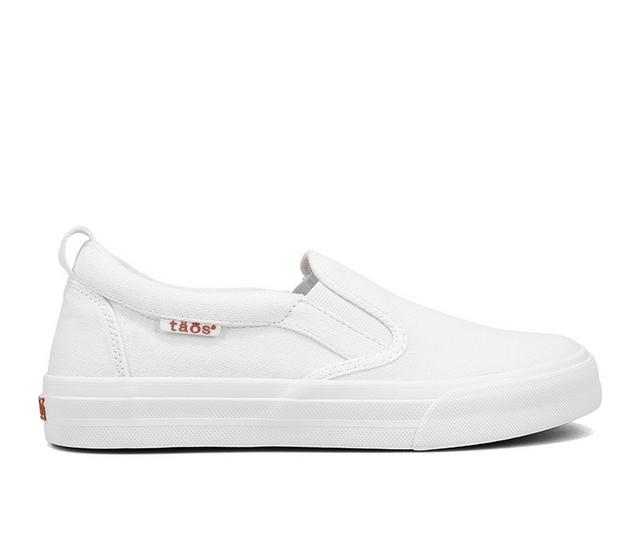 Women's TAOS Rubber Soul Slip-Ons in White Canvas color