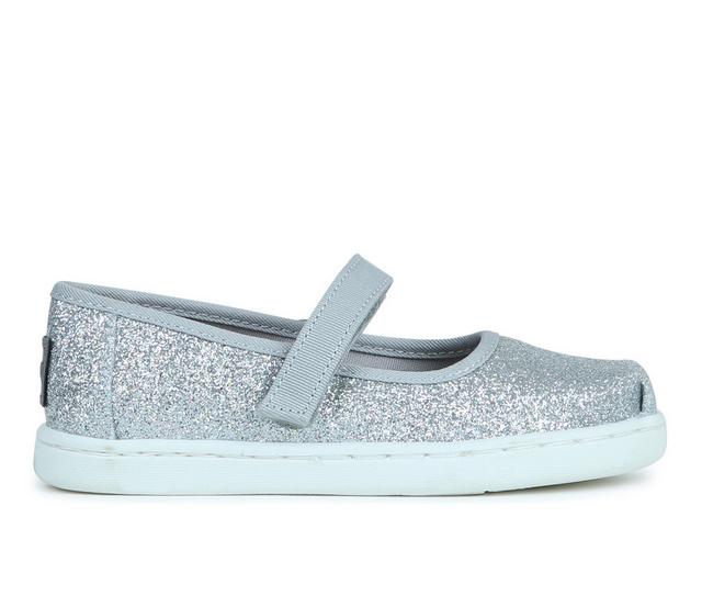 Girls' TOMS Infant & Toddler & Little Kid Glitter Mary Jane Casual Shoes in Silver color