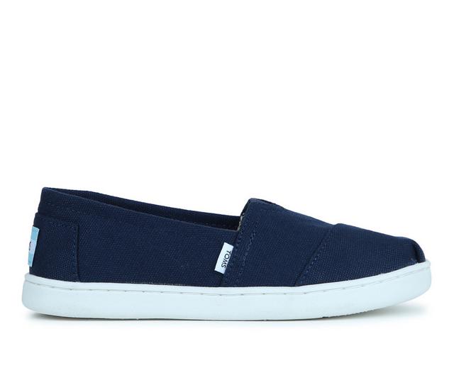 Girls' TOMS Little Kid & Big Kid Alpargata Navy Slip-On Shoes in Navy color