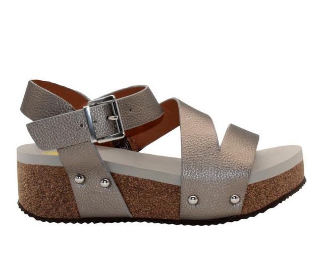 Women's Volatile Biloxi Platform Wedge Sandals in Pewter color