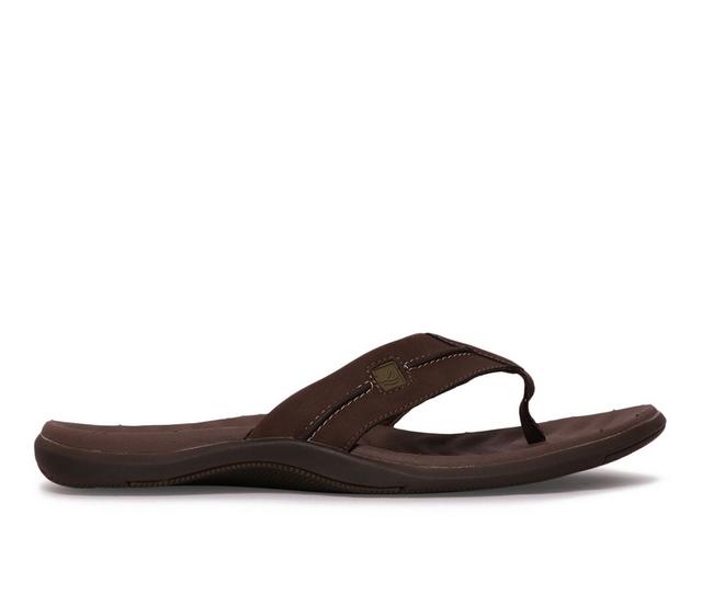 Men's Sperry DBL Marlin Sailboat Flip-Flops in Brown/Olive color