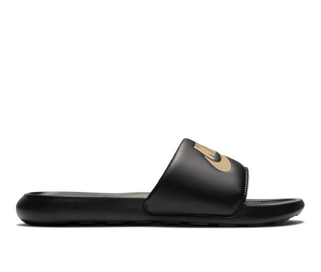 Men's Nike Victori One Sport Slides in Black/Gold color