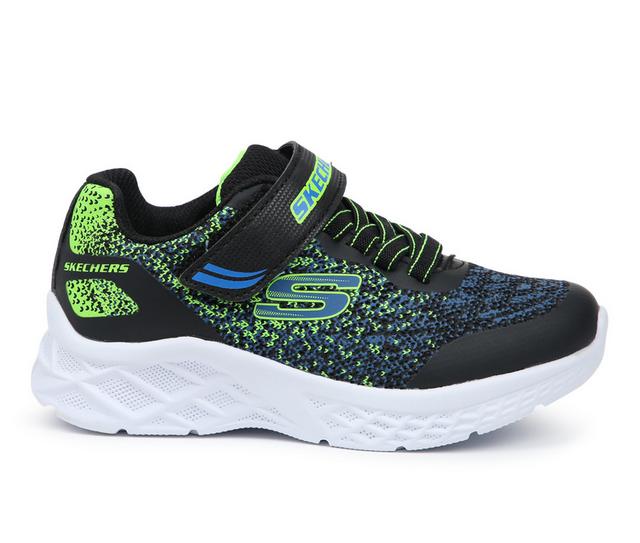 Boys' Skechers Little Kid & Big Kid Microspec 2.0 Running Shoes in Black/Blue/Lime color