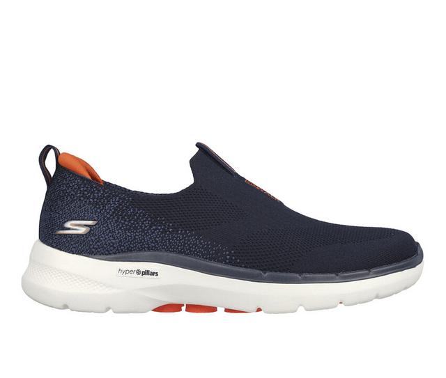 Men's Skechers Go Go Walk 6 216202 in Navy/Orange color