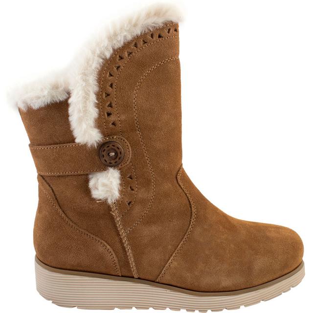 Women's Skechers Keepsakes Wedge Cozy Booties in TAN-TAN color