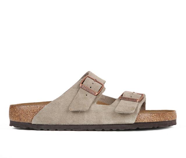 Men's Birkenstock Arizona Footbed Sandals in Taupe Suede color