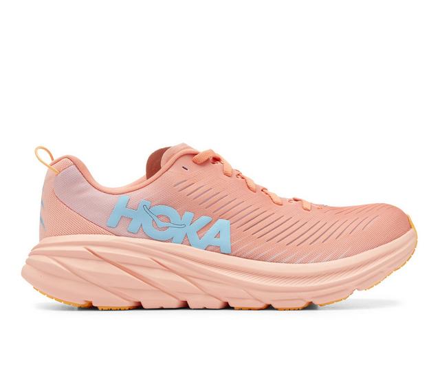 Women's Hoka Rincon 3 Running Shoes in Shell/Peach color
