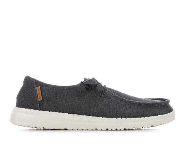 Women's HEYDUDE Wendy Chambray Casual Shoes in Off Black color