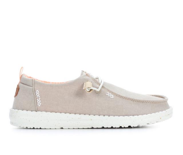 Women's HEYDUDE Wendy Chambray Casual Shoes in Tan color