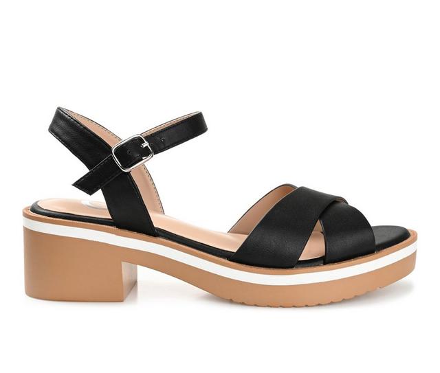 Women's Journee Collection Hilaree Block Heeled Sandals in Black color