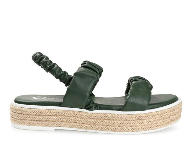 Women's Journee Collection Knowles Espadrille Platform Sandals in Olive color