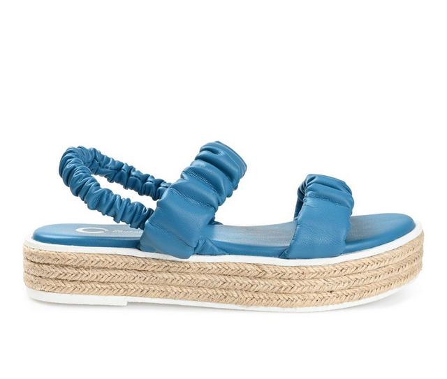 Women's Journee Collection Knowles Espadrille Platform Sandals in Blue color