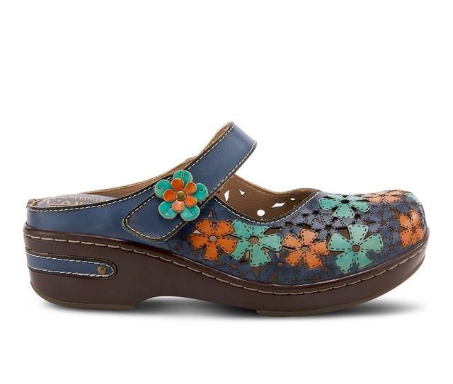 Women's L'Artiste Anana Wedge Clogs in Blue Multi color