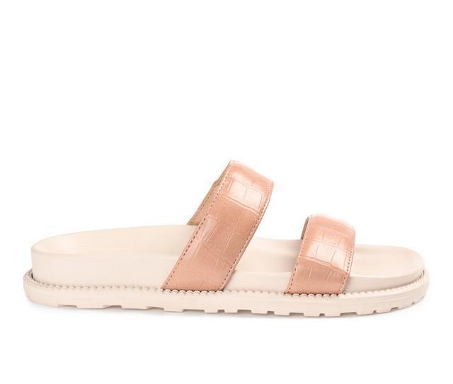 Women's Journee Collection Stellina Footbed Sandals in Rose color