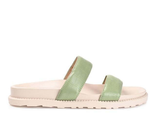 Women's Journee Collection Stellina Footbed Sandals in Olive color