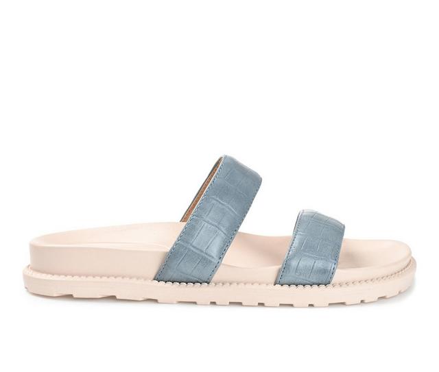 Women's Journee Collection Stellina Footbed Sandals in Blue color