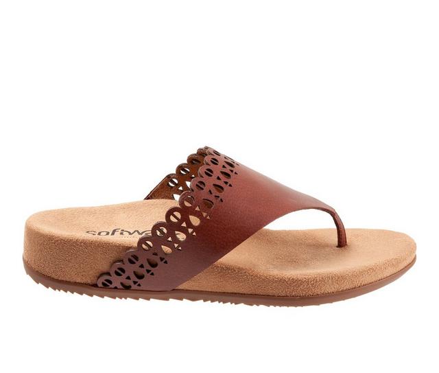 Women's Softwalk Bethany Thong Sandals in Brown Toffee color