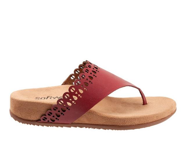 Women's Softwalk Bethany Thong Sandals in Dark Red color