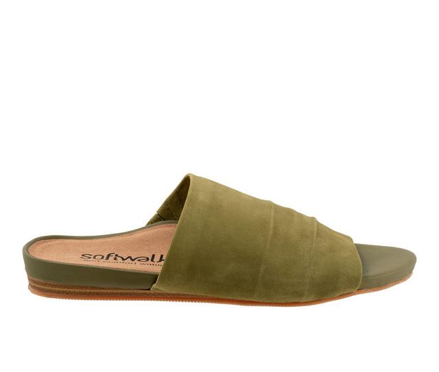 Women's Softwalk Camano Sandals in Olive Suede color