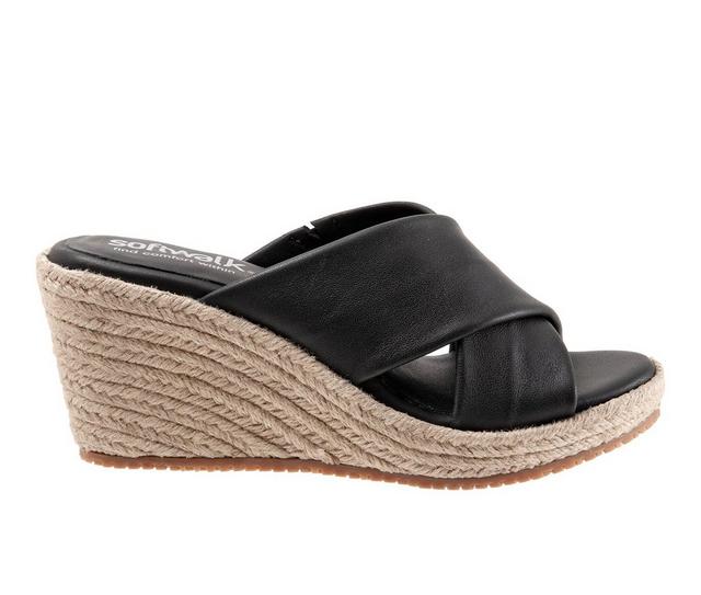 Women's Softwalk Hasley Espadrille Wedge Sandals in Black color