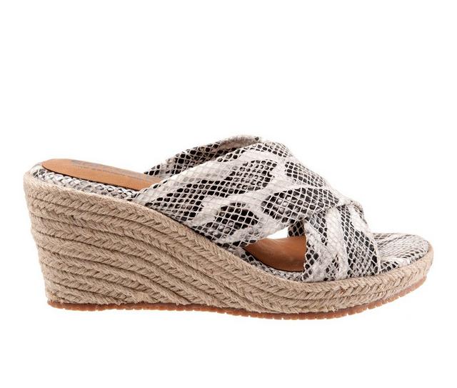 Women's Softwalk Hasley Espadrille Wedge Sandals in Blk/White Snake color