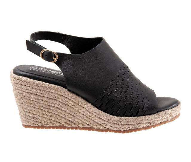 Women's Softwalk Hixson Espadrille Wedge Sandals in Black color