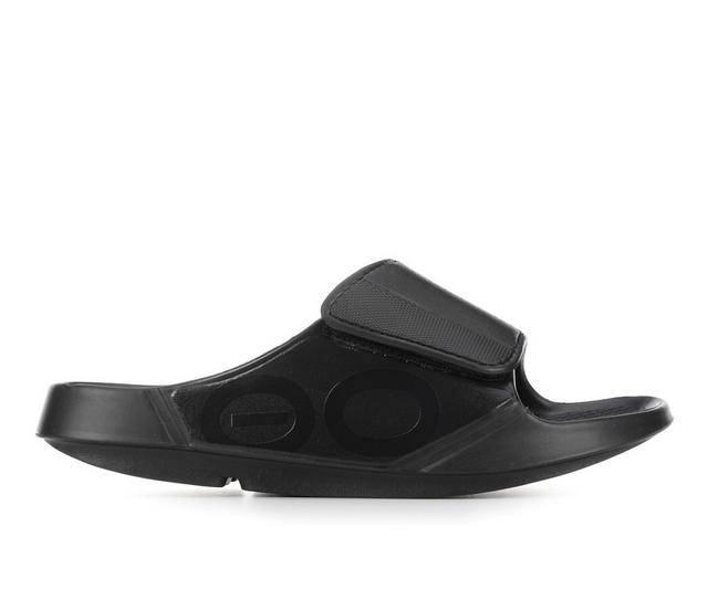 Adults' Oofos OOAHH SPORT FLEX Sandals in MATTE BLACK color