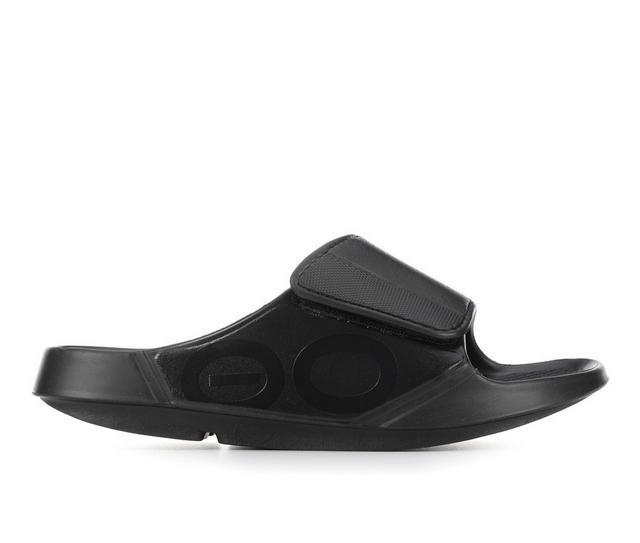 Adults' Oofos Ooahh Sport Flex Sandals in Matte Black color