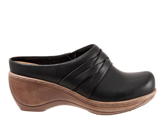 Women's Softwalk Mackay Wedge Clog in Black color