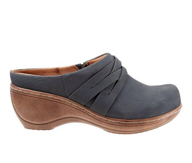 Women's Softwalk Mackay Wedge Clog in Denim Nubuck color