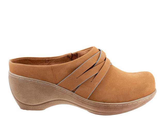 Women's Softwalk Mackay Wedge Clog in Luggage Nubuck color