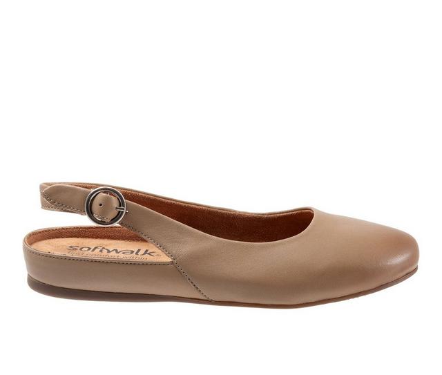 Women's Softwalk Sandy Slingback Flats in Taupe color